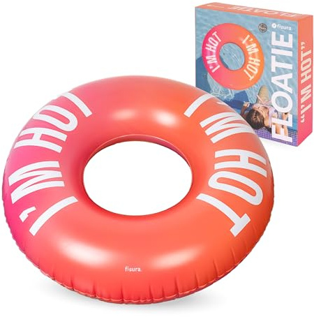 Fisura – Flotador Hinchable Original “I'm Hot” Degradado. Flotador 120 cm con válvula de Seguridad para inflado y desinflado rápido. Anillo de natación Piscina o Playa.