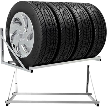 QLS Däckställ för 4 hjul 100 kg aluminium silver