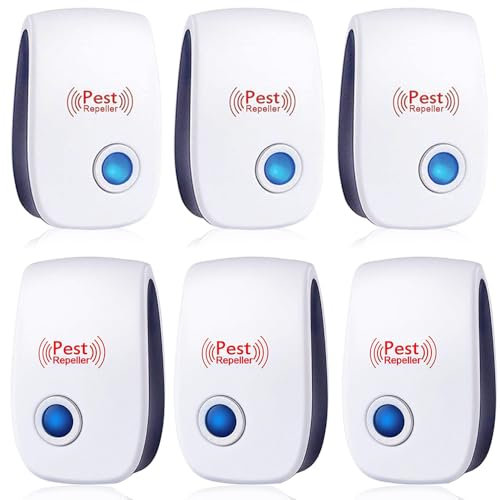 6 Pack Ultrason Anti Moustique, Ultrason Souris et Rats & Insectes Répulsif Électronique, Répulsif Ultrason Anti-Rongeurs Insectes Anti Insectes, Moustiques, Fourmis, Rats, Araignées