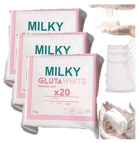 Lot de 20 savons blancs de gluta laiteux, savon blanchissant au glutamilk, savon blanchissant au glutamilk, savon blanc MilkyGluta, savons glutamilk de qualité supérieure, nettoyage en profondeur (3)