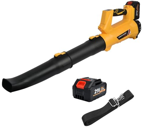 Cordless Leaf Blower 21V with 4.0Ah Battery & Charger – 6 Speeds Lightweight Garden Turbo Blower for Lawn, Patio, Driveway Cleaning — Pet-Safe & Quiet Operation