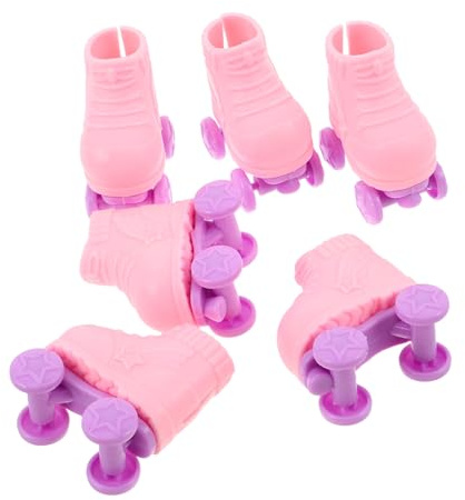 Vaguelly 3 Pares de Zapatos para Muñecas en Miniatura 1/8 Escala Color Rosa de Plástico para Decorar Casas de Muñecas y Estimular el Juego Interactivo