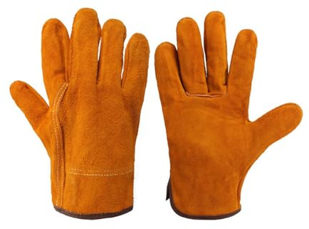 12 paires de gants de soudage for électriciens, en cuir de vachette double couche, gants de protection for travaux de travail.
