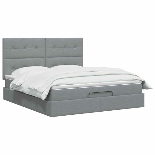 vidaXL Cama otomana con colchón Gris Claro 140 x 200 cm Tela