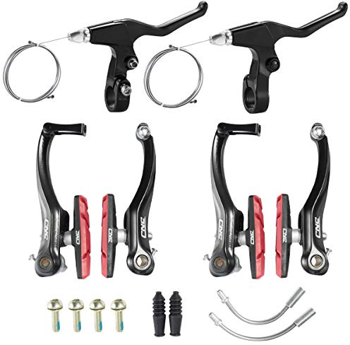 Chooee Freni V-Brake per Bici, Set di Freno V Brake Anteriore e Posteriore, Nero/Rossa