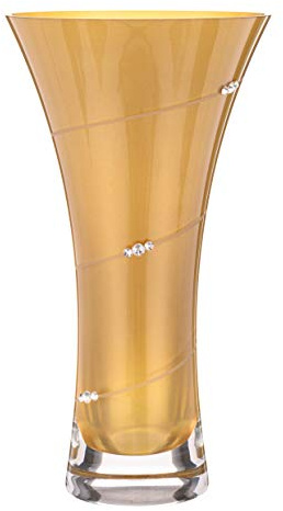 DIAMANTE Swarovski Gold Trumpet Flared Vase with Swarovski Crystals | 25cm in Gift Box, Trumpet Vase, Decorative, Gold Anniversary, Golden Wedding Anniversary