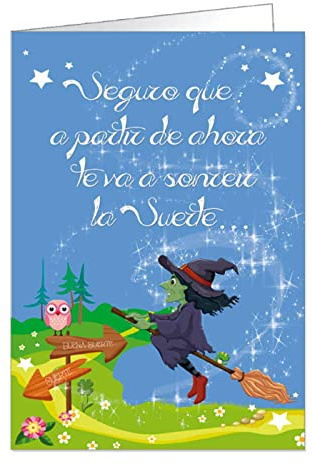 Tradineur - Postal de buena suerte, carta, comunicado, tarjeta, felicitación, buenos deseos, amigos, familiares - 35 x 24 x 0,2 cm