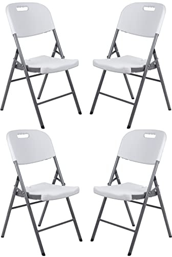 Green Blue GB375 Klappstuhl 4er Set Catering Stuhl Gartenstuhl Esszimmerstuhl Campingstuhl Klappbar max. 250kg, 88x50x45cm für den Innen- und Außenbereich (4 Stück, Weiß/grau, 88 x 50 x 45 cm)