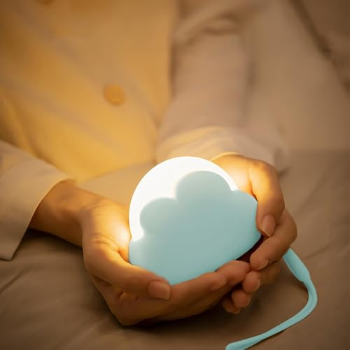 Adiwo Luce Notturna Bambini Ricaricabile Portatile, 4 Livelli di Luminosità Regolabile a Forma di Nuvola, Lampada per Camera da Letto Bambina, Regali per Neonati (Blu)