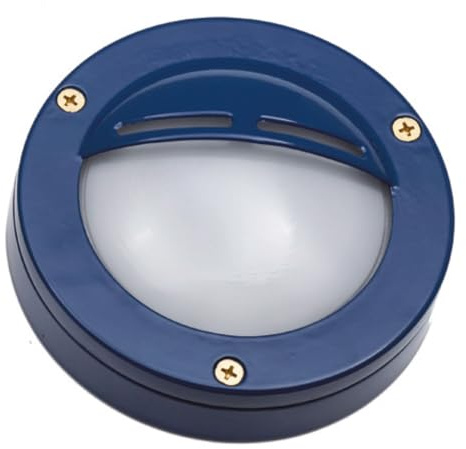 Außenlampe Wand Messing massiv Glas G9 IP64 rund D: 14 cm Blau Maritim Schiffslampe Balkon Terrasse Wandlampe außen Outdoor Lampe