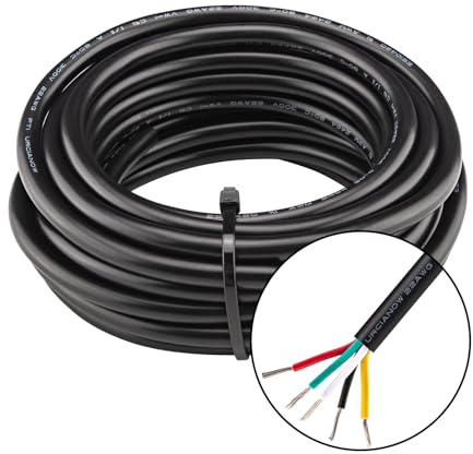 URCIANOW 5 m de câble à 5 fils 5 x 0,3 mm² 22 AWG Fil de cuivre étamé Câble d'extension basse tension Noir Gainé en PVC pour appareils de cuisine