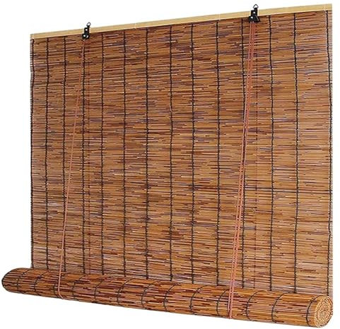 Store Bambou Extérieur Terrasse Store Roseau Naturel Store avec Levage Occultant 70% Stores Romains pour Porche Cuisine 50 65 80 90 100 115 130 145 160 180cm Protection UV