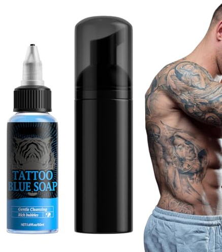 Piercing Cleaning Soap - 50 ml Blue Moisture Solution - Piercing Aftercare Cleaner with Foam Dispenser - For Men for Hygiene and Care Routine for Home and