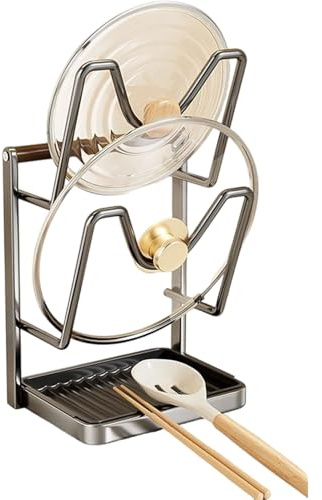 fatiaou Topfdeckelständer,Robuste Rostfreie Küchenaufbewahrung,Küchenpfannen- Und Topfdeckelhalter | Für Teller Geschirr Löffel Gabel Küchenutensilien Arbeitsplatte