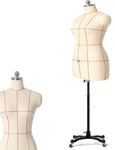 BEESOM Maniqui Costura Mujer Modista Maniquí Costura con Ruedas,Mujer Forma Vestido,Modelo Maniquí Costurera Totalmente Fijable,Modelo Fabricación Patrones Pantalones 1/3D White 92yards