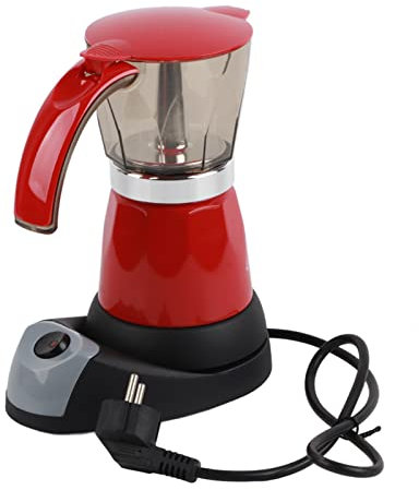 Zerodis Cafetera moka eléctrica，Máquina de café con base eléctrica，6 tazas(Red)