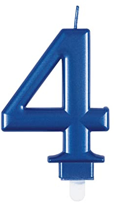 Dazzling Metallic Blue Number 4 Birthday Candle - Perfect Cake Topper for Unforgettable Milestones - 1 Pc