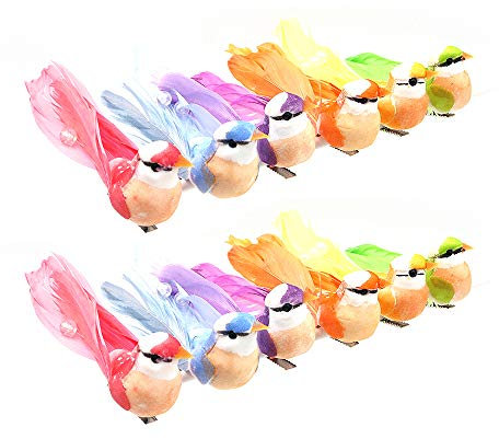 Namvo künstliche Bunte Vögel, 12 Stück Simulation Schaumfeder Vögel mit Clip, Mini süße Vögel Ornamente DIY Handwerk für Weihnachtsbaum Hochzeit Hausgarten Party Dekor
