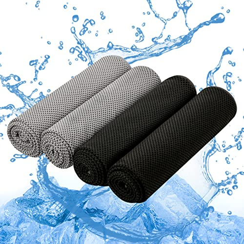 IDEATECH - Lot de 4 Serviettes de Sport (100x30 cm), Serviette de Refroidissement, Rafraîchissante, Super Absorbante et Séchage Rapide, Parfaite pour le Camping, Sport
