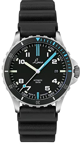 Laco Scorpion Sports Watch, Automatic Watch, Stainless Steel Case, Sapphire Glass, Waterproof, Made in Germany, Atlantic 39, Strap.