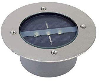 IIFAS 3w LED Round Solar Garden Buried Light IP67 Outdoor Waterproof Landscape In Ground Well Spotlight Recessed Pathway Buried Lighting for Driveway Deck Step Stairs Lamp Aluminum Gray Stadium (Colo