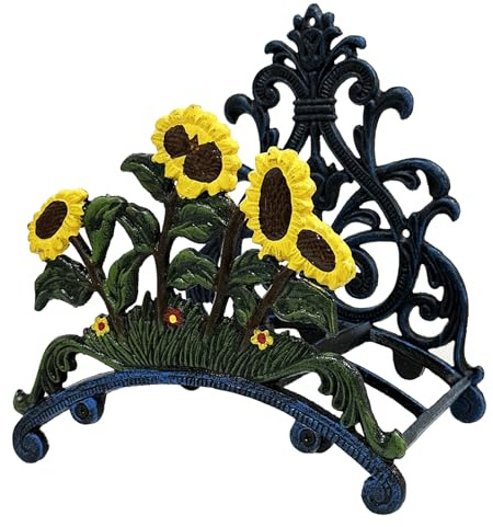 Wall Mounted Garden Hose Holder - Heavy Duty Cast Iron Water Hose Holder for Indoor Outdoor, Garden & Yard Decoration Water Pipe Hanger, Metal Sturdy Hose Rack Reel Storage Butler (Sunflower)