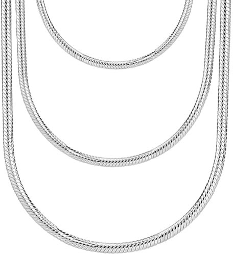 Gicko Schlangenkette Silber 925 - Stärke 3mm - Silberketten in Verschiedenen Längen : 40,45,50,55,60 cm Halskette für Damen & Herren (60)