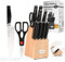 KATISUN 15-Piece Knife Block with Knife, Made of German Steel, Comfortable and Durable Handles, Professional Kitchen Knife Sets Knife Sharpener