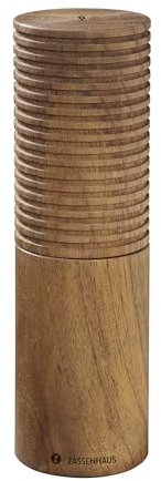 Zassenhaus Macinapepe HUSUM in noce, macinapepe regolabile in modo continuo ad alte prestazioni, macina spezie per pepe, sale ed erbe aromatiche, 18 cm