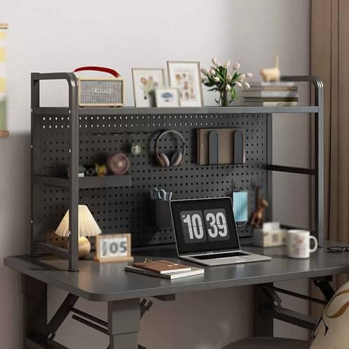 Estantería De Sobremesa Libros DIY Librería Estantería De Escritorio para Mesas De Computadora Estructura Metálica Estante De Almacenamiento(Negro,135x20x68cm)