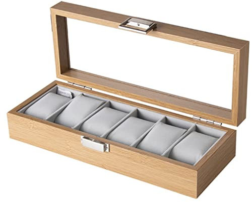 QTYQWC 6 Lattice Wooden Watch Box Holder Men's Watch Ladies Watch Display (Color : A, Size : One Size)