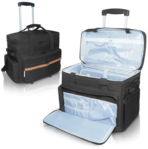 SUNDOY Rolling Teacher Tote Bag with Detachable Trolley, Wheeled Teacher Bag with Detactable File Compartment, Fits Up to 17.3 Laptop
