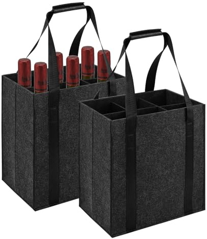 FutureHight 2 Stück Flaschenträger 6 Flaschen, Flaschentasche mit 6 Fächer, Wiederverwendbar Männerhandtasche Getränketasche für Wasserflaschen, Wein, für Partyreisen und Picknicks
