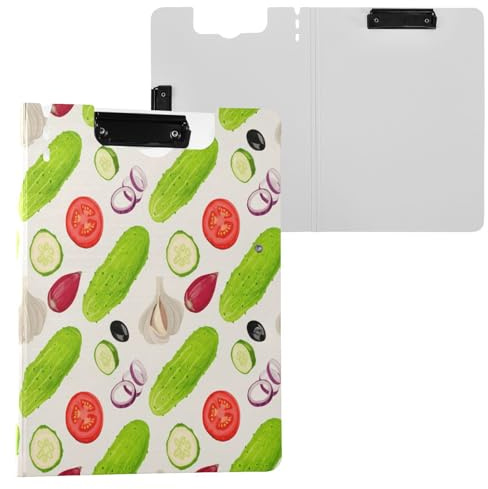 JUMBEAR Portapapeles de verduras frescas A4 con clips dobles, tablero plegable con tapa, organizador personal ligero adecuado para hospitales, oficina, escuela, negocios, suministros de aula