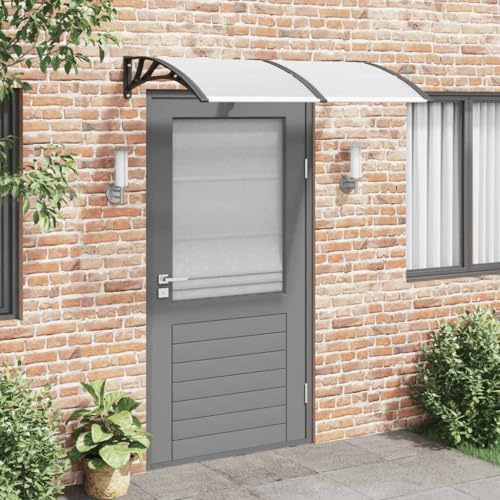 Tenda da sole con morsetto per porta, colore nero, 150 x 100 cm, in policarbonato, per esterni, terrazza, balcone, facile da montare senza fori
