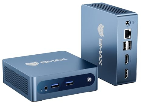 BMAX Mini PC Intel Celeron J3355 mit Win 11 Home, 6GB LPDDR3 + 128GB eMMC Mini Desktop Computer Micro PC Dual HDMI 4K@60 Hz RJ45 Gigabit Ethernet WiFi5 BT USB x4 für Business/Büro, Daily Use