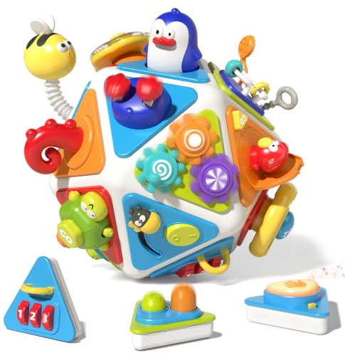 VEEVIFUN Jouet Cube d'activité 20 en 1 Montessori avec Plusieurs Fonctions, Jouets sensoriels de Voyage pour Tout-Petits, Jouets sensoriels pour Enfants de 1, 2, 3 Ans, Filles et garçons