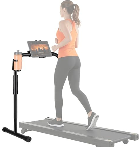 24.8 Inch Wide Walking Pad Handle Bar Only, Walking Pad Treadmill Handlebar with Phone/Tablet Holder & Cup Holder, Adjustable Handrail Height(31.5 to 37.5 inch), Non-Slip Feet, Stainless Steel Stable