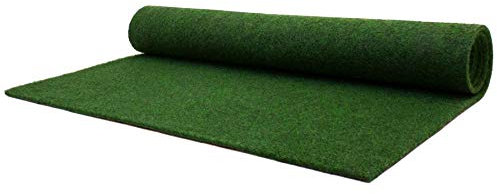 Rasenteppich ohne Noppen Meterware GARDEN B1 - Dunkel-Grün, 2,00m x 3,50m, Schwer Entflammbarer Indoor Kunstrasen, Teppichboden für Innenbereiche