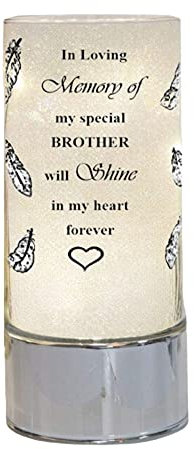 Memorial Light Tubes Ornament, Perfect for Garden and Graveside for Any Special Occasion in The Memory of Dad, Mum, Son, Daughter, Husband, Wife, Grandad, Nan, Brother, Sister. (20cm) (Brother)