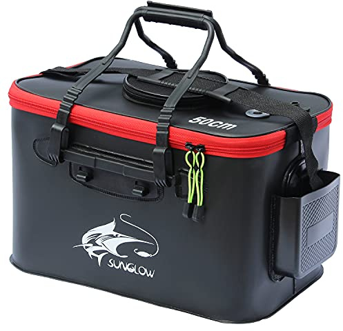 MMSGA Seau de Pêche Pliable Portable - Conteneur d'Appâts Vivants Multifonctionnel en EVA pour Camping en Plein air et Protection de Poisson