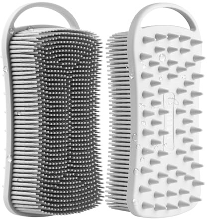 Brosse exfoliante en silicone pour le corps, masseur du cuir chevelu, brosse de bain et de shampooing 2 en 1 pour homme, femme, soin de la peau sensible des bébés, facile à nettoyer, mousse soignée,