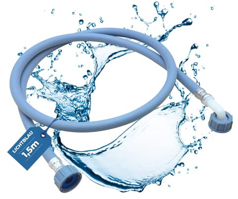 Lichtblau Zulaufschlauch I 1,5m I 3/4 Zoll I Waschmaschine Geschirrspüler 2978 Winkel/Gerade inkl. Dichtung I Wasserzulaufschlauch universell verwendbar Hersteller unabhängig