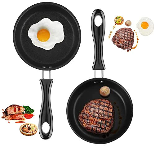 Colrid 2 Pezzi Mini Padella Antiaderente di Ferro per Uova, Frittate, Pancetta, Prosciutto e Bistecche (12,7 cm)