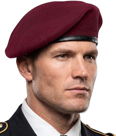 Nawati US Army Style Berets, 100% Wool British Military Berets for Men, Fashionable and Vintage Women's Beret Hats-Wine Red