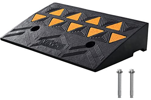 VEVOR Rampe de Seuil Hauteur 10,8 cm Trottoir en Caoutchouc Capacité de Charge 15 tonnes Rampe Accès Fauteuil Roulant Antidérapante pour Passage de Voitures Vélos Scooters Motos 50x30x10,8 cm