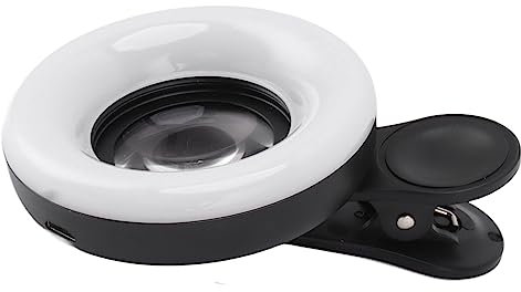Telefon-Ring-Fülllicht-Objektiv, 15-faches Makro-Objektiv, Telefon-Mini-Clip-Ringlicht, Wiederaufladbar für Videoaufnahmen (Schwarz)