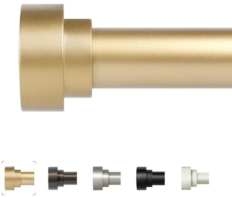 hei! dear Gold Curtain Rods 48 to 84 Inch(4-7FT),1 Inch Heavy Duty Curtain Rods,Adjustable Curtain Rod Set,Modern Decorative Drapery Rods,Telescoping Single Window Curtains Rods 36-88'',Brass Gold
