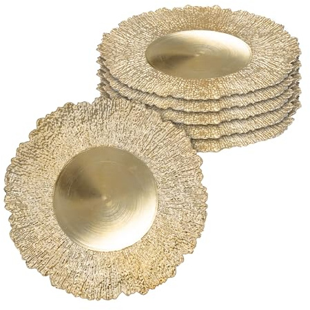 Lot de 6 assiettes en plastique doré 33 cm - Plateau à bougie décoratif - Décoration de Noël et de l'Avent - Cadeau de l'Avent - Plateau rond