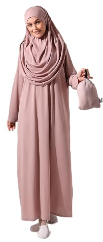 ihvan online Abiti musulmani da donna, vestito per la preghiera, abaya con hijab, vestito da preghiera islamico in un pezzo, regalo per Eid e Ramadan, 3XL-6XL
